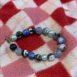 Blue and Black Beaded Bracelet